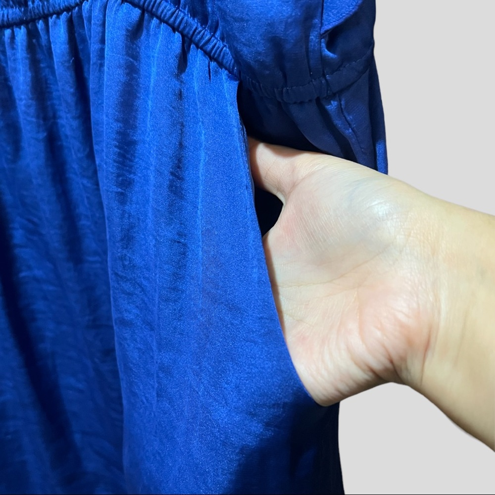 Cobalt Blue Flutter Sleeve Dress - Picture 4 of 4